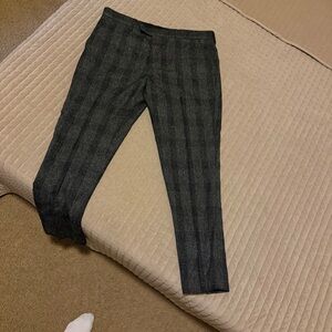River Island Men's Dark Gray Plaid Pants